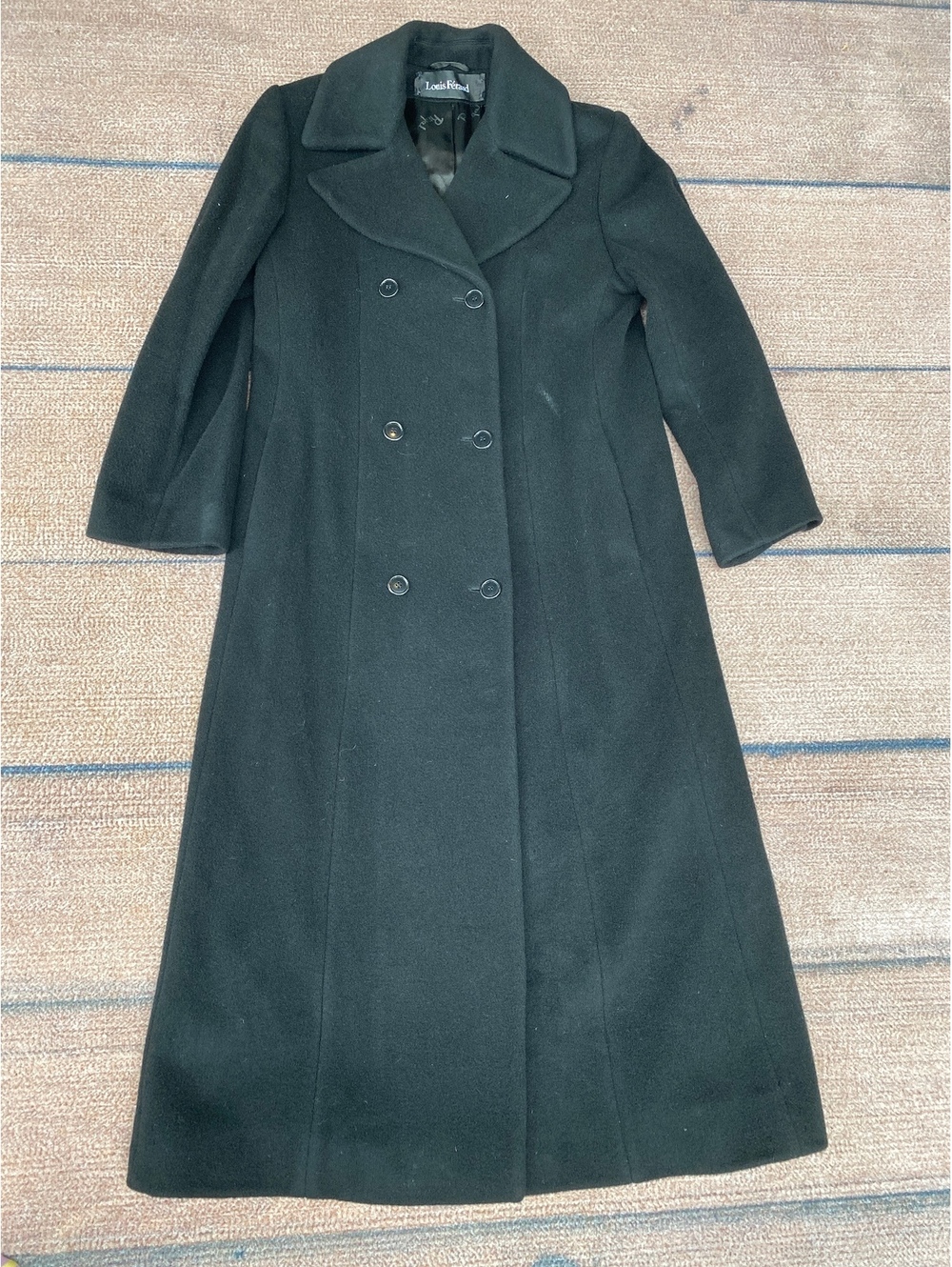 Cashmere Merino Louis Feraud full length black overcoat timeless old money 10